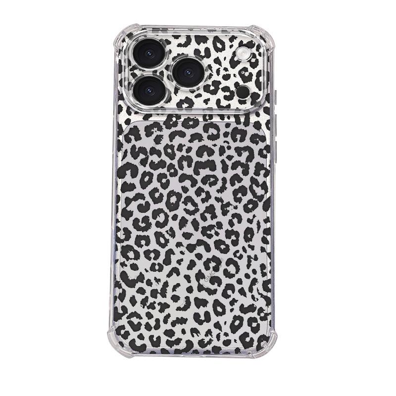 Hot-selling classic black leopard print four corners anti-drop Apple 12/13promax mobile phone case iP17pro
