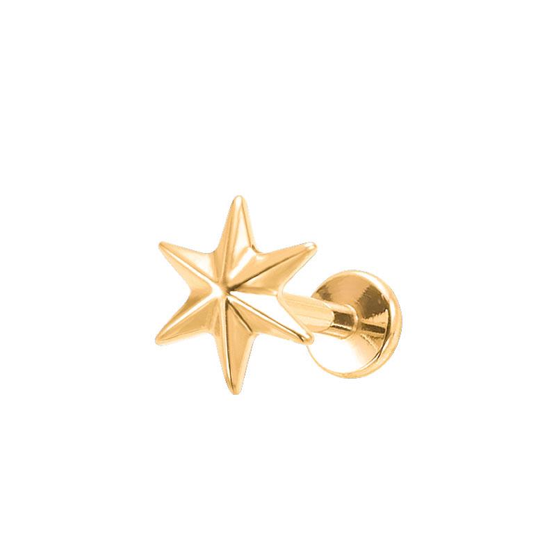 Six Pointed Star Anodized Plated ASTM F136 Titanium Labret Top Lip Ring Body Piercing Jewelry Helix Earrings