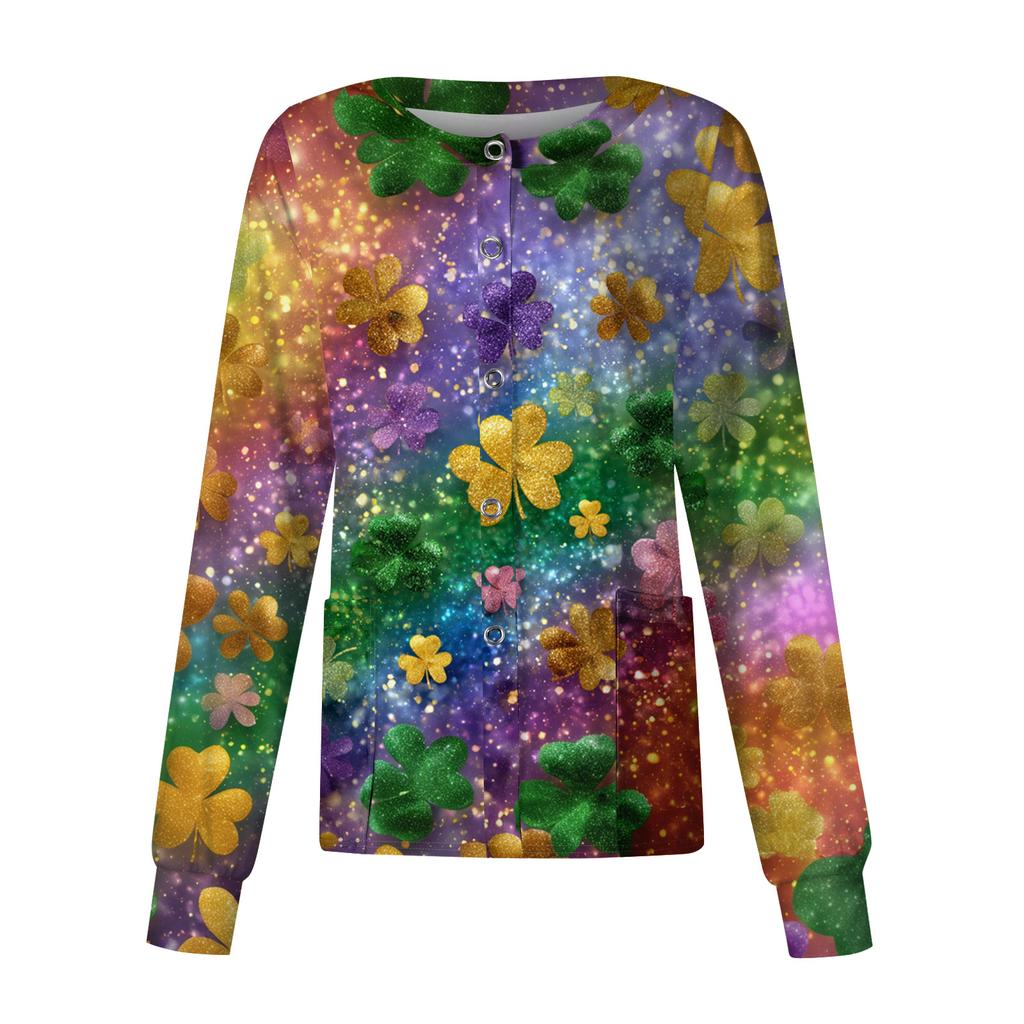Women's Casual Long Sleeve Single Breasted Printed Dry- Top