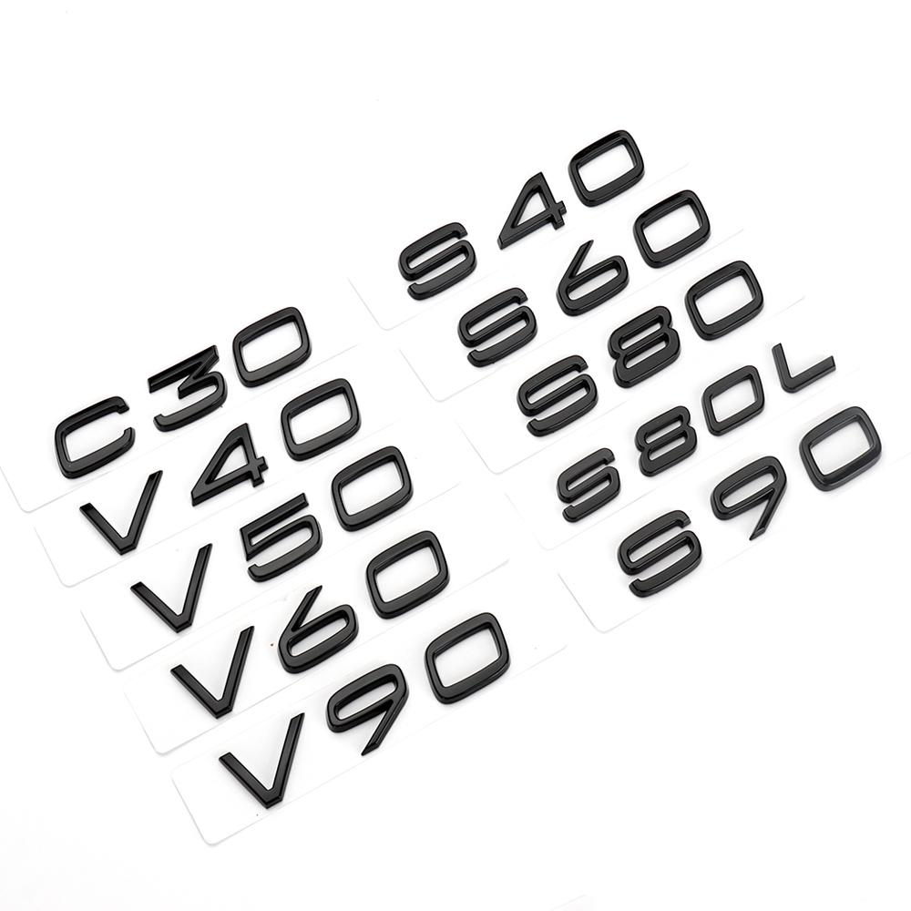 ABS Rear Trunk Letters Logo Emblem Badge Stickers For Volvo C30 V40 V60 V90 S40 S60 S80 S90 S80L XC40 XC60 XC90 AWD T4 T5 T6