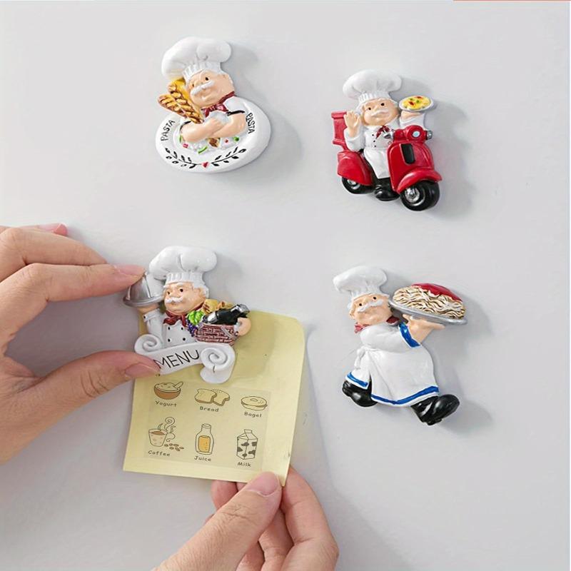 10pcs Chef Fridge Magnets Cute 3D Resin Baker Italian Chef Magnets for Refrigerator Funny Kitchen Chef Figurine Decorations Sets