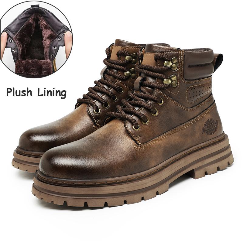 

Мужские ботильоны, высокие зимние ботинки, повседневная обувь из мягкого материала для активного отдыха 45 темно-коричневого