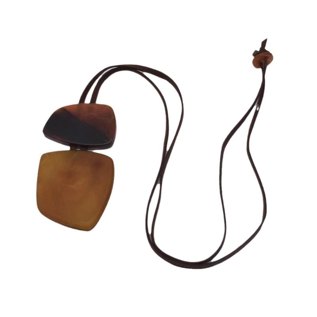 Stylish Geometric Resin & Leather Sweater Chain Necklace