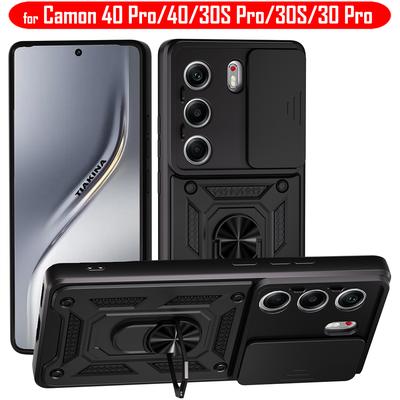 Slide Lens Armor Funda for Tecno Camon 40 Pro 4G Case for Tecno Camon 30 Premier 5G 30S Pro 4G Magnetic Ring Stand Cover