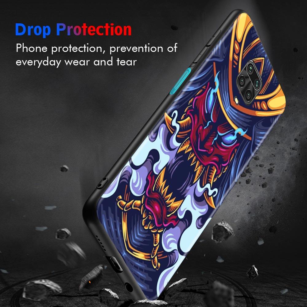 Case For Xiaomi Redmi Note 11S 11T 11 10 8 Pro 8 8T 9 9T 9S 10 Capa for Redmi K50 K40S K40 10 9A 9C 9 Japan Samurai Oni Mask