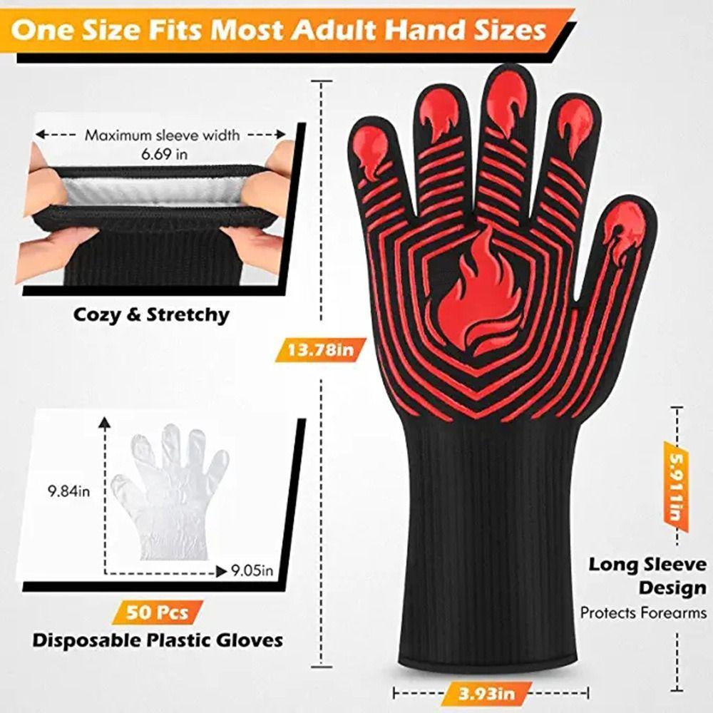 Oven Baking Cooking BBQ Gloves Fireproof Heat Insulation Glove High Temperature Resistance