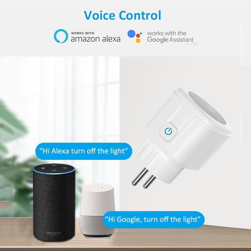 16A 20A EU Smart Socket WiFi Smart Plug Sockets Monitoring Timing Function Voice Control Works with Tuya APP Alexa Google Home