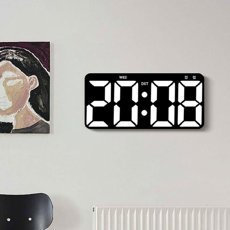 Clear Display LED Wall Clock with Digits, Countdown Calendar and Thermometer Adjustable Brightness for Comfort