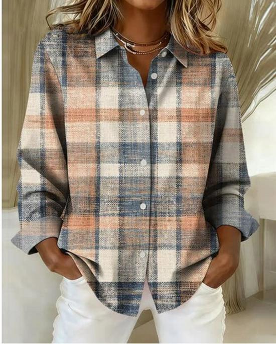 2026 Autumn/Winter European & American Solid Color Print Loose Long Sleeve Women's Shirt