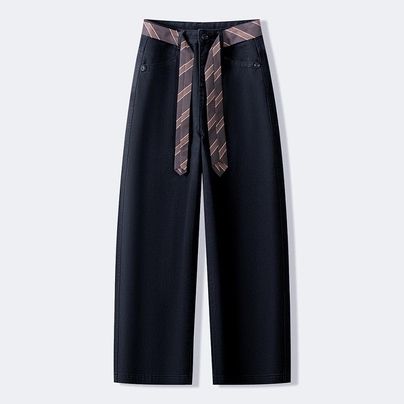 2025 A/W Women's Ribbon High-End Drapey Straight-Leg Jeans