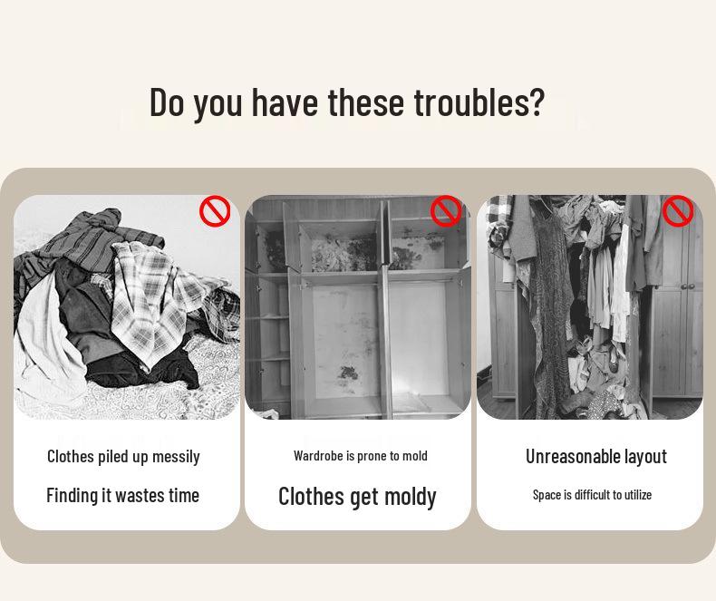 Floor-Standing Wardrobe with Curtain for Bedroom Storage, Easy Assembly, Space-Saving Design.