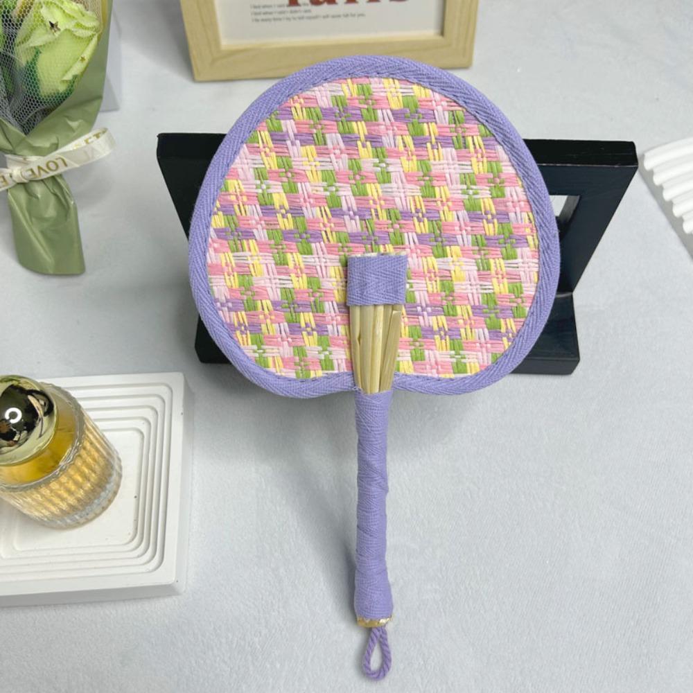 Colourful Weaving Fan Hand-cranked Craft Fan Portable Handheld Fan  Home Decor