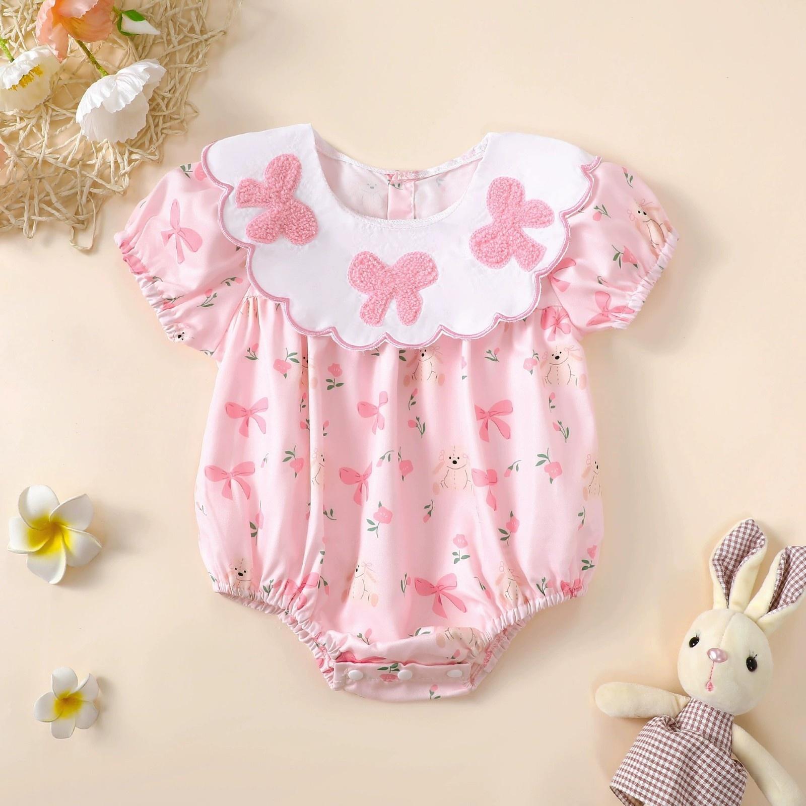 

Unisex Infant Fashion Collar Romper For Baby Daily Wear 6 рожевий