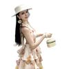 Chiffon Printed Lotus Leaf Edge Pendulum Dress Long Backless Super Fairy Vacation Dress Real Shot