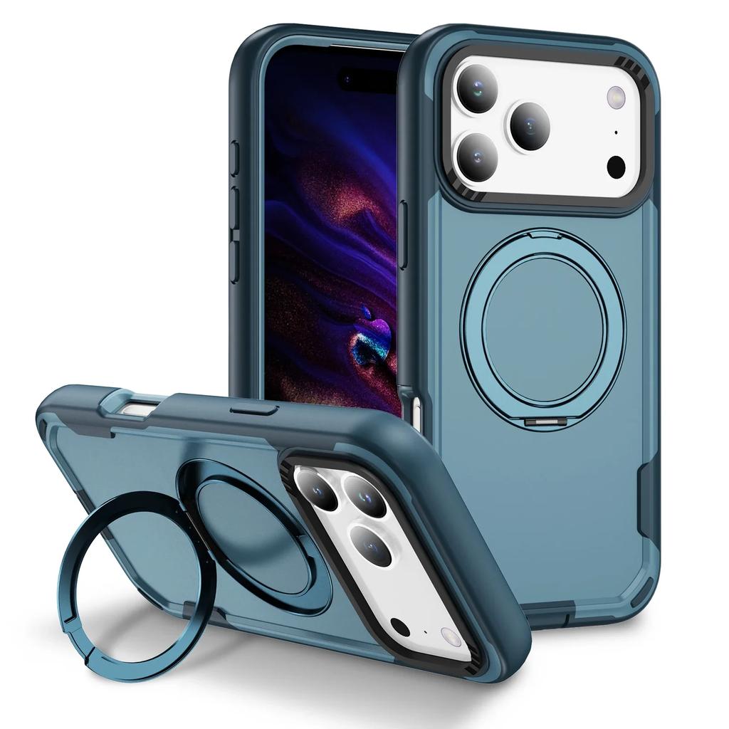 2-IN-1 Rugged Armor Wireless Charge Case For iPhone 17 Air 16E 15 14 Plus 13 12 11 Pro Max Metal Magnetic Holder Anti-Fall Cover
