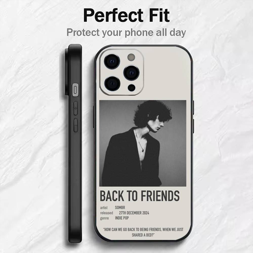 S-Sombr Back To Friends  Phone Case For iPhone17,16,15,14,13,12 Plus,Max Soft Silicone Black Cover