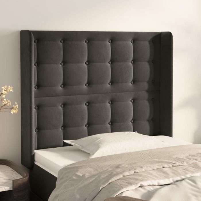 VidaXL Tête de lit avec oreilles Gris foncé 83x16x118-128 cm Velours3120045