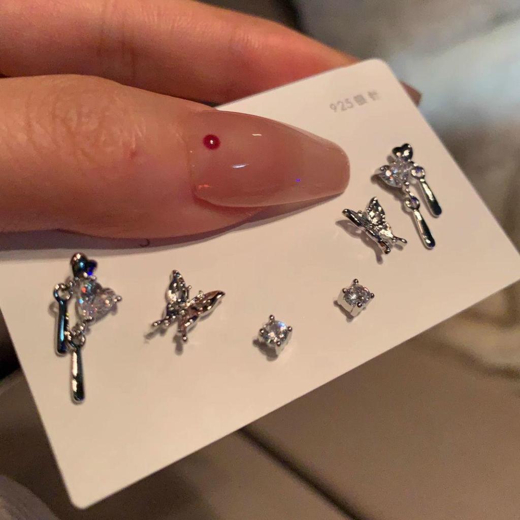 Liquid Butterfly 6-Piece Stud Earring Set: 2024 Trendy High-End Ear Jewelry for Women