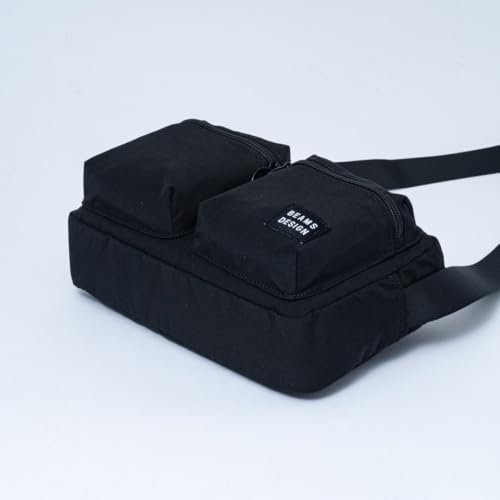 Beams Design "Always" Shoulder Bag, Unisex, Compact, Polyester, Daily Use, Ring-Shaped Pull, Functional for Organizing Small Items, BMMH4ES3, Black