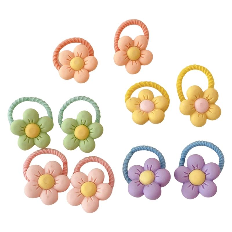 

Pack of 10 Cartoon Hair Ties with Fruit/Flower Theme Designs for Little Girl and Children Sprinig Hair Styling Hairband