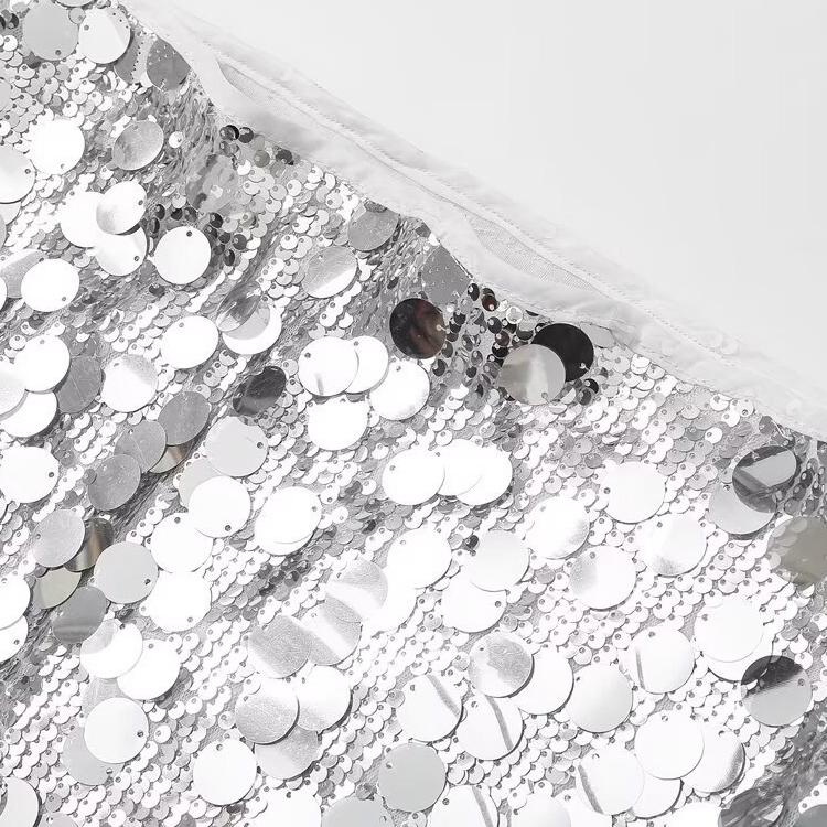 Women Fashion With Sequined Solid Side Zipper Mini Skirt Vintage High Waist Female Chic Lady Skirts