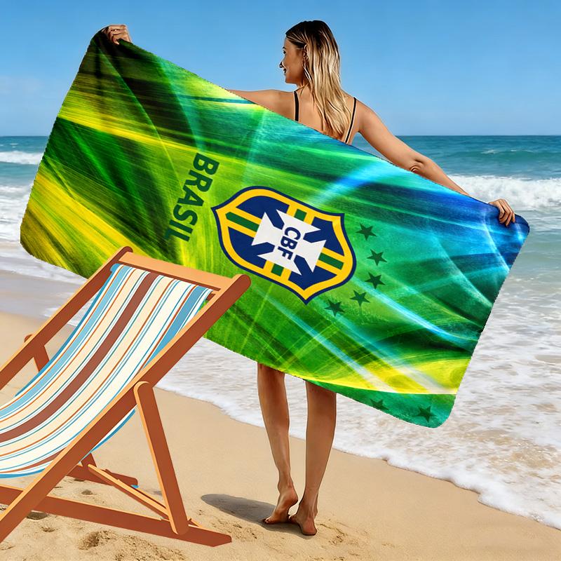 Telo da Spiaggia CBF Brasil Print, Grande Morbido Asciugatura Rapida per Spiaggia Campeggio Nuoto