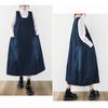 DIMANAF Women Plus Size Denim Dress Sleeveless Maxi Long Dress Cottton Vintage Loose Casual Dresses