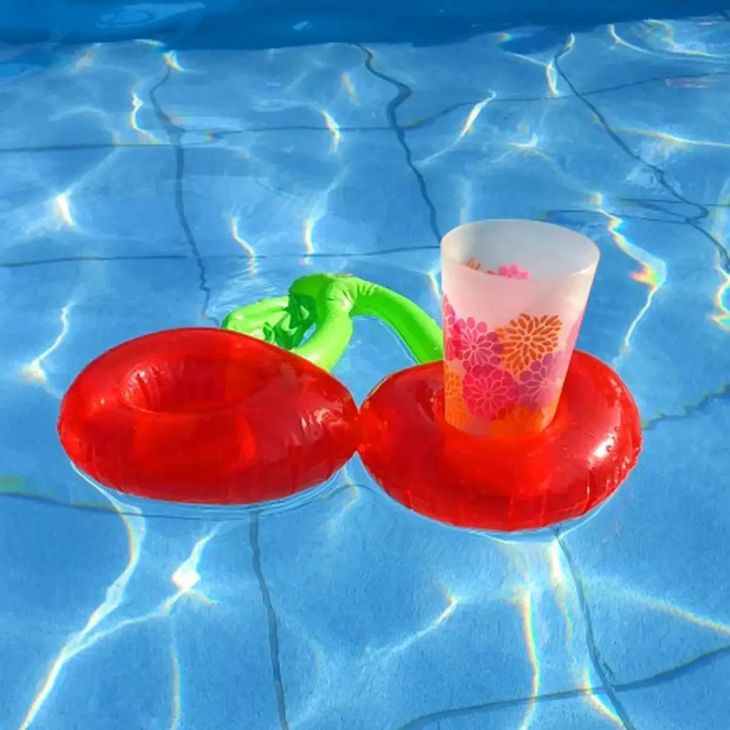 1pc - Inflatable Cherry Drink Holder - Fun Poolside Accessory -Perfect Pool Toy & Seasonal Swimming Pool Decoration