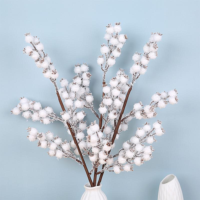 58cm White Artificial Berry Bouquet Christmas Decoration Fake Plant for Home Decor Xmas Tree Navidad New Year 2026 DIY Ornaments