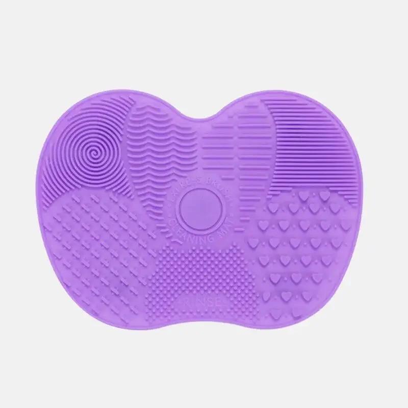 Almofada de Limpeza para Pincéis de Maquiagem de Silicone Multicor em Formato de Maçã com Ventosa Almofada de Limpeza para Pincéis de Beleza Ferramenta de Beleza Almofadas de Limpeza
