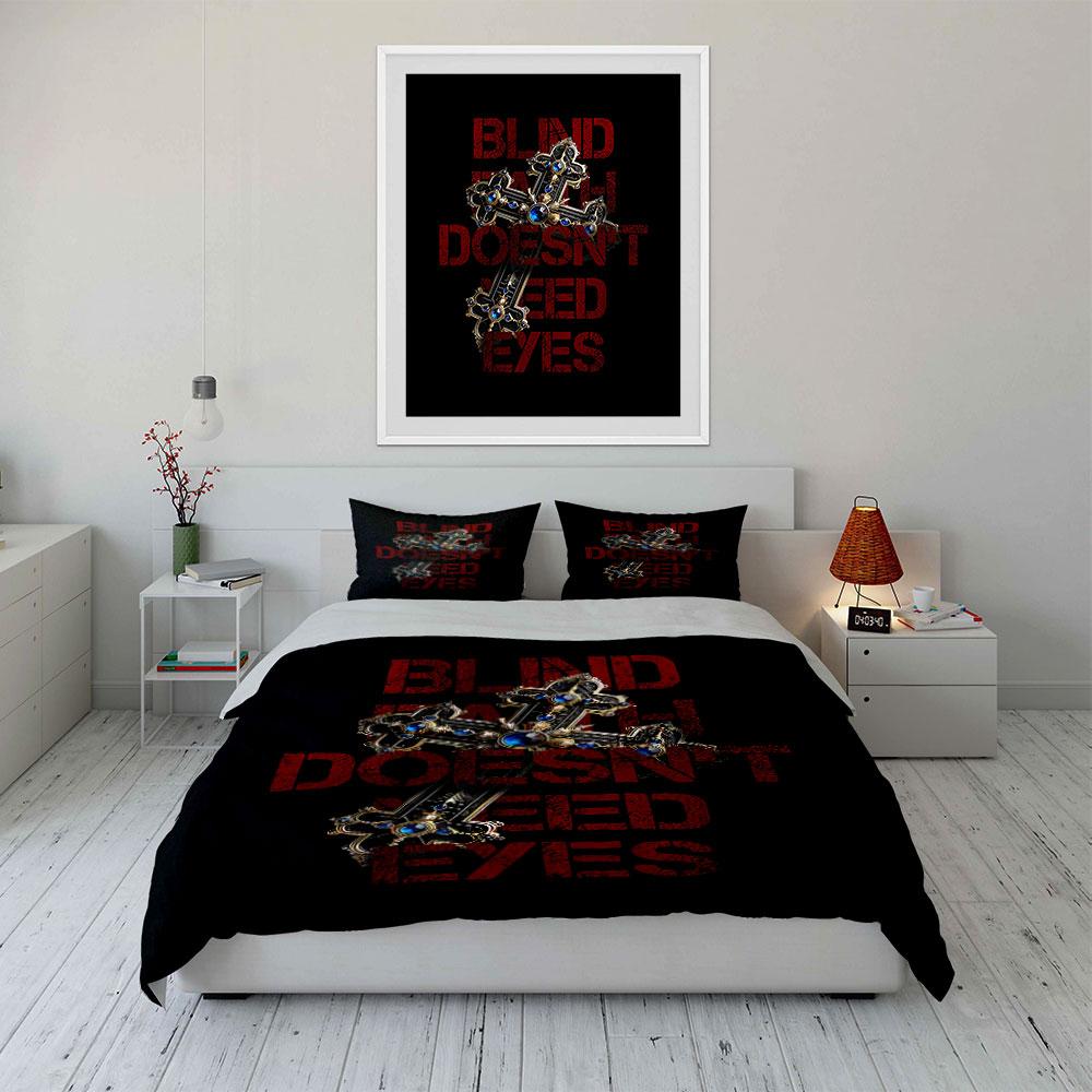 Cross and Text Design Bedding Bedding Duvet Cover Set Duvet Cover Pillowcases (1 * Duvet Cover 2 * Pillowcases, without duvet insert)