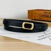 Women's Leather Decorative Buckle Pull-Through Waistband Belt for Skirts and Suits - Punch-Free Design.
