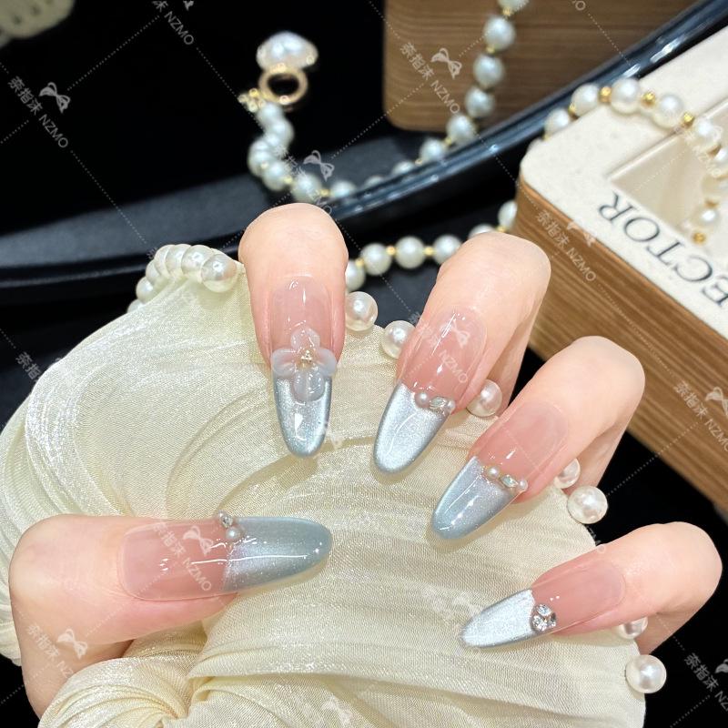 L29 Pure Desire Whitening Elegant Long Wearable Handmade Nails XS (Long Oval)