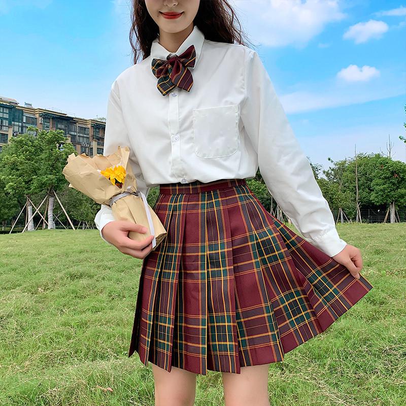 Japanese Academy Style JK Uniform Set - Long/Short Sleeve, Pleated Skirt for Female Students