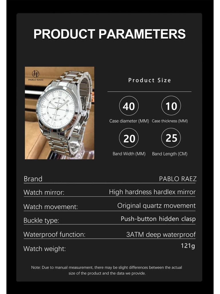 Men's Casual Fashion Quartz Wristwatch with Solid Steel Band - Automatic and Waterproof