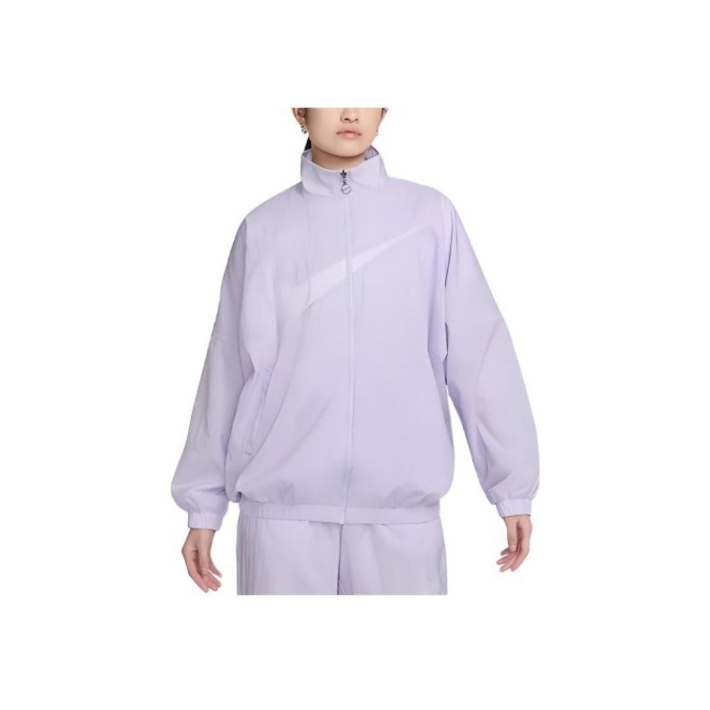 Nike Sportswear Essential Logo Print Casual Woven Jacket Women Jackets Light-Purple DX5865-511
