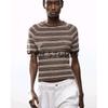 Spring and Summer New Women's Clothing Minimalist Style Silm All-Matching round Neck Short Sleeve Stripes Knitting Tops 2756007