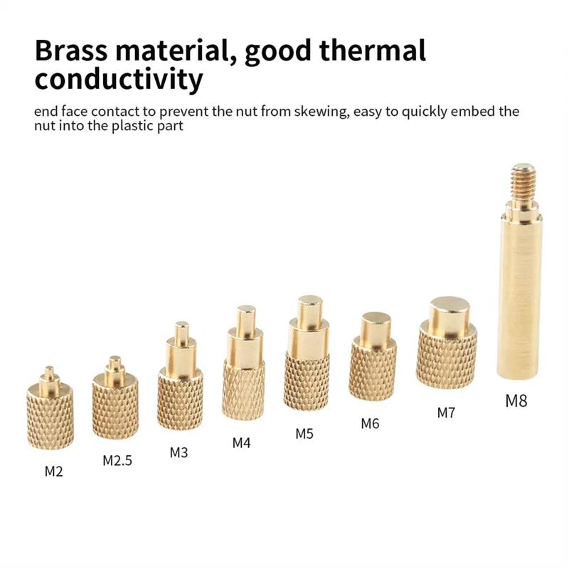 A96I-Heat Set Insert Soldering Iron Tip M2-M8 Brass Hot Melt Inset Nut Embedded Thread Insertion Kit For 3D Printing Parts EU Pl