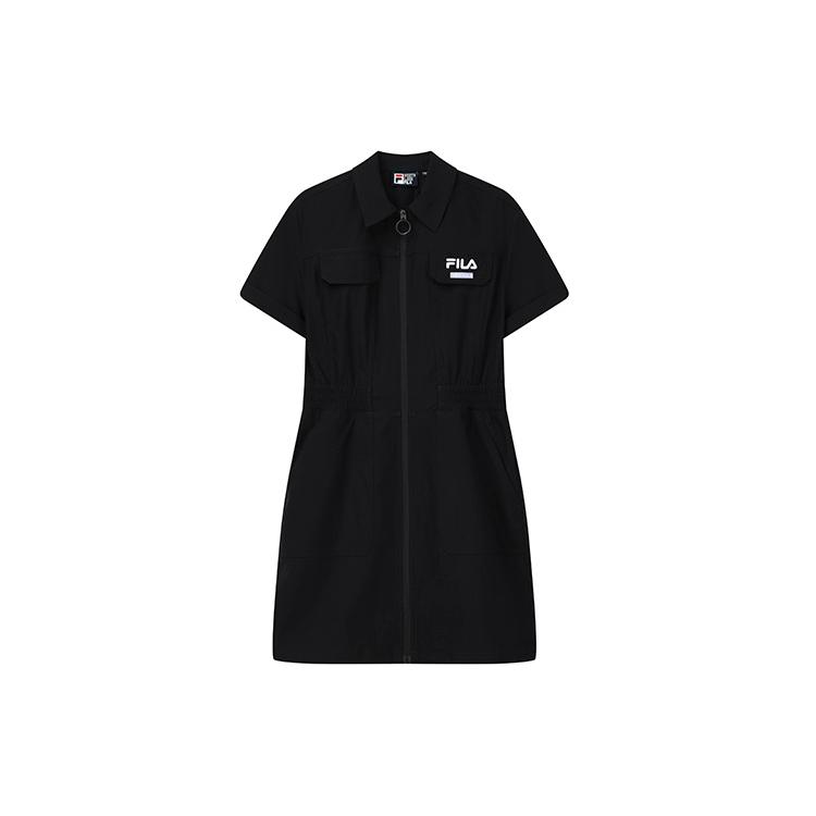 New FILA Short Sleeved Dress Women's Jet Black F11W229323FBK
