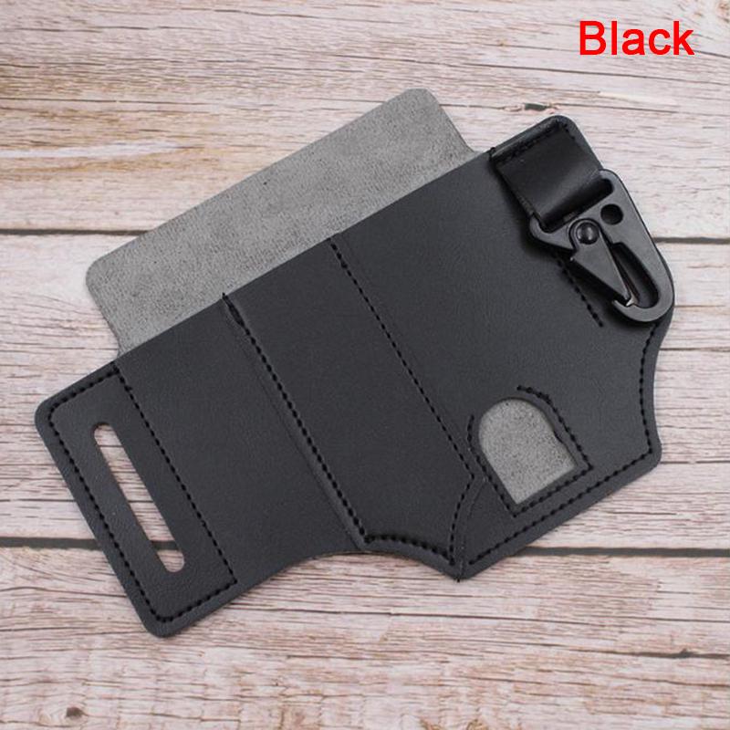 Pu Leather Multitool Edc Pocket Key Holder Belt Flashlight Outdoor Tools Bag