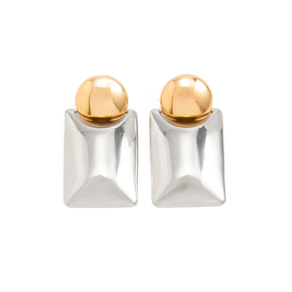 New Minimalist Smooth Geometric Rectangular Drop Earrings for Women Punk Golden Silvery Pendant Earrings Jewelry Accessorie