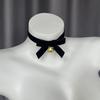 Christmas Bell Choker Necklace Women Fall Winter Red Velvet Bow Collarbone Chain Pure Desire Style