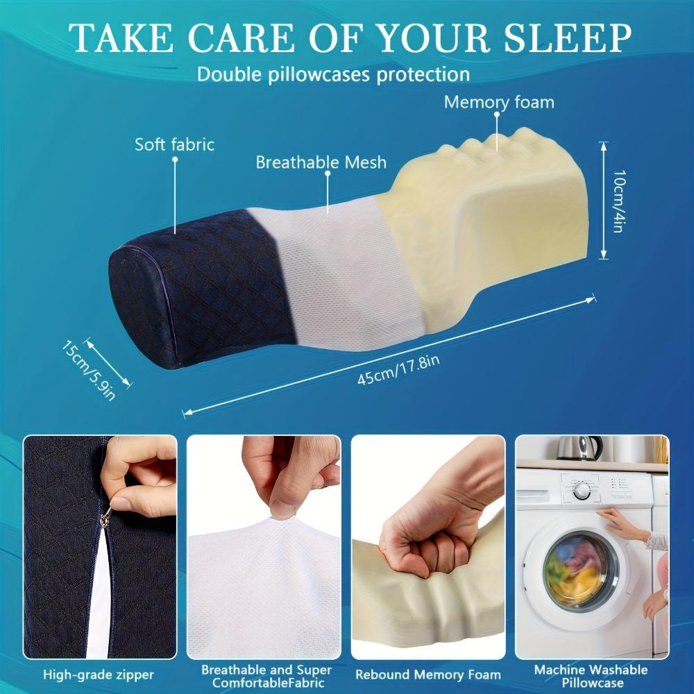 Cervical Neck Pillow Pain Relief Sleeping Roll Pillow Memory Foam Stiff Neck Pain Relief Travel Bolster Pillow Bed Back Sleepers