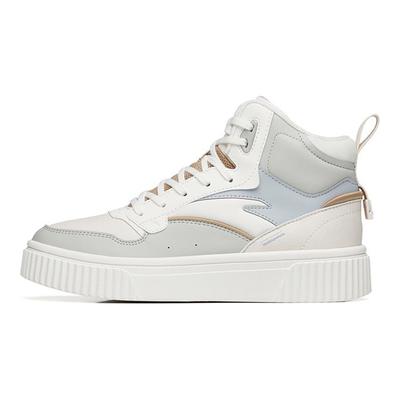 Slip Resistant Abrasion Resistant Slip Resistant Abrasion Resistant High Top Skateboard Shoes Women's White Gray 922248015-3