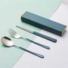 Tableware Set Rust-proof Smooth Surface Stainless Steel Spoon Fork Chopsticks Portable Cutlery Set with Box Kitchen Accessories