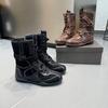Autumn retro inner heightening Martin boots women's brown boxing boots frosted leather round head lace-up sports boots short boots