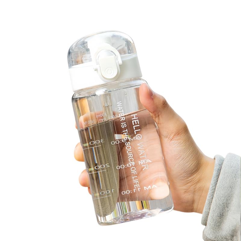 Summer Student Cold Water Cup One-button Lock Bullet Cover Direct Drinking Water Cup Anti-drop Wear-resistant Water Bottle