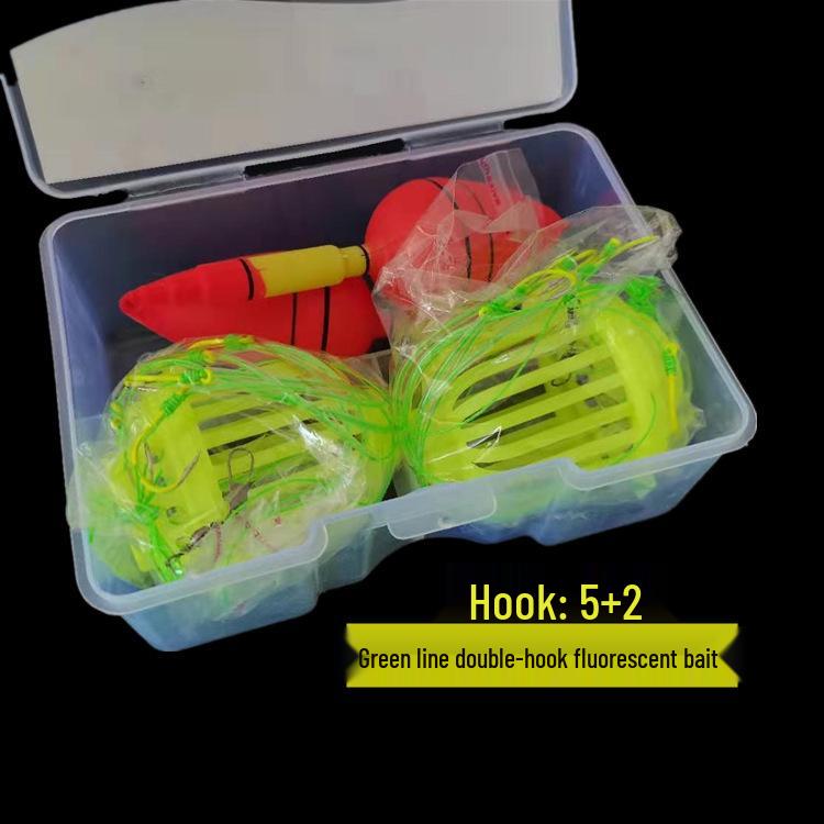 Luminous Bighead & Silver Carp Fishing Rig with Double Hook and Anti-Tangle Bait Cage