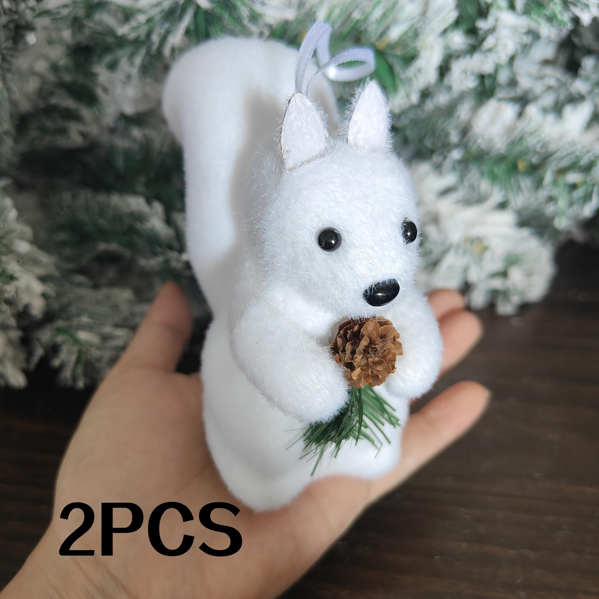 2-Pack White Squirrel Ornaments Christmas Gifts Cross-Border New Products Holiday Decoration Items Christmas Themed Decorations Christmas