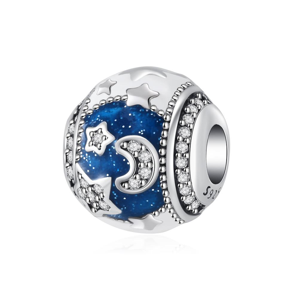 925 Silver Blue Starry Sky Rainbow Charm Pendant DIY Bracelet Jewelry Gift for Women Men Fashion Accessories